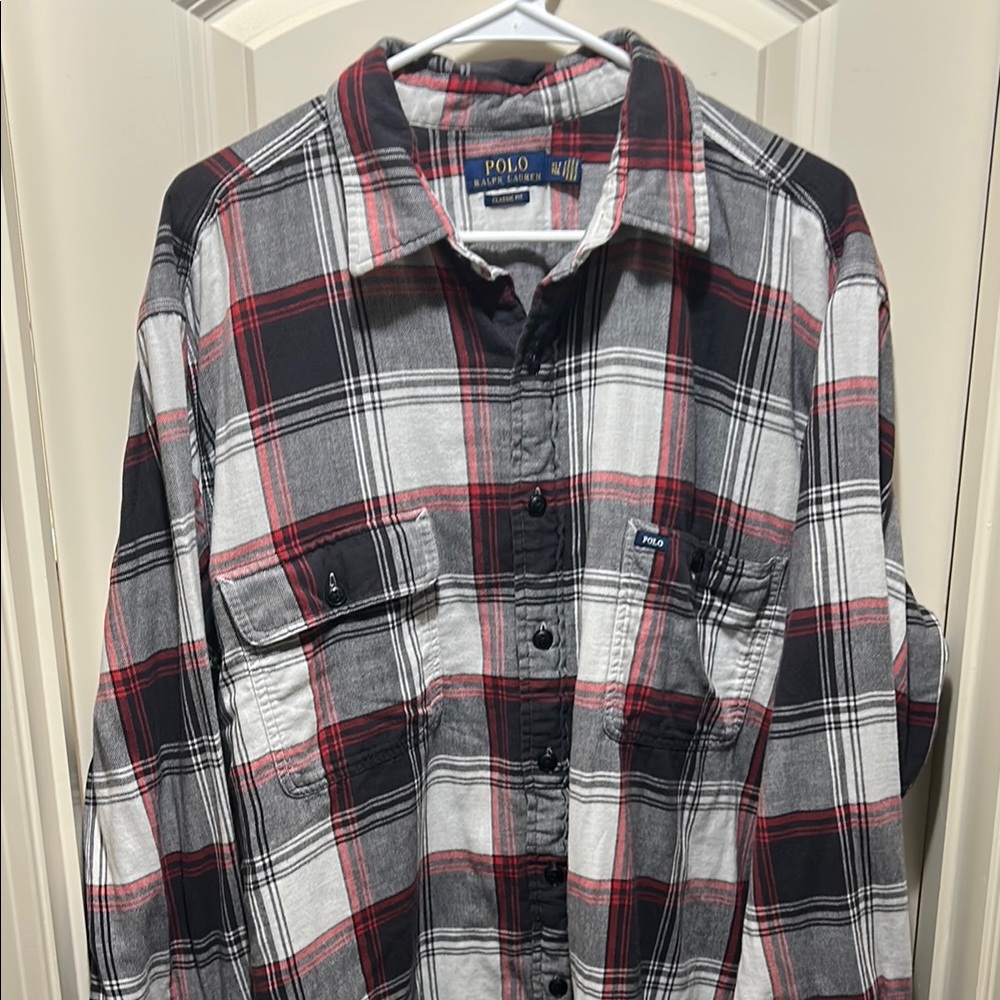 Polo by Ralph Lauren Red and Black Casual Button Down Shirt